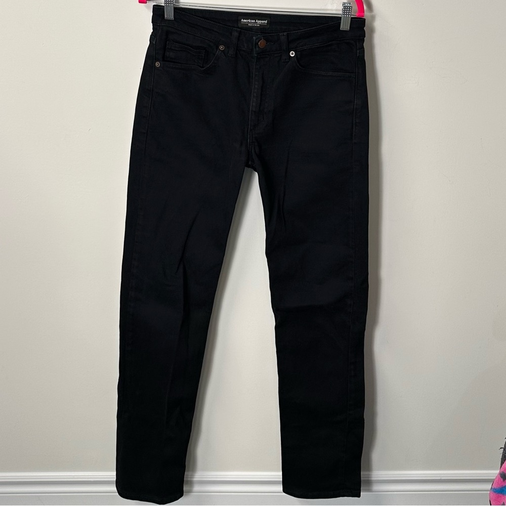 Y2K AMERICAN APPAREL unisex black slim straight jeans, 31"
